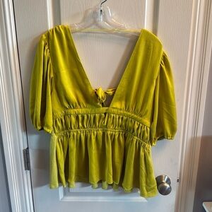 Dolan by  Anthropologie lime green ruffle Top. Size Medium